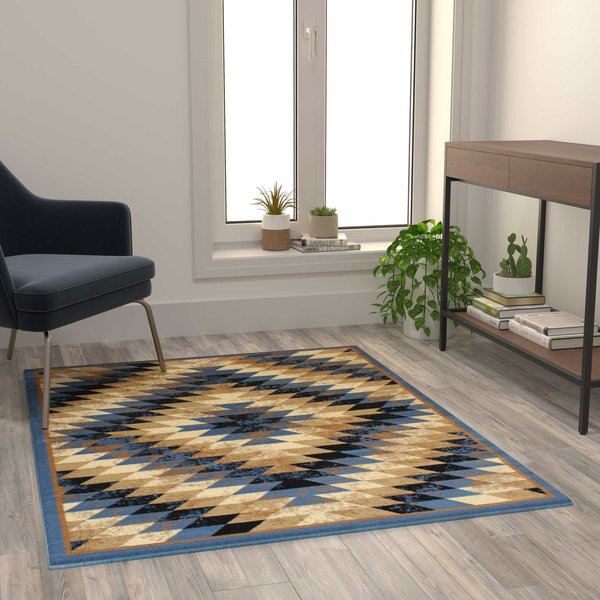 Flash Furniture Blue 4' x 5' Diamond Patterned Area Rug OKR-RG1106-45-BL-GG